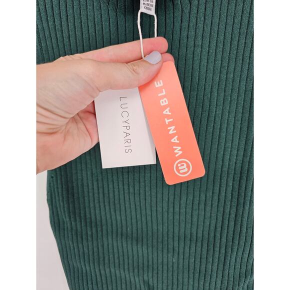 Lucy Paris Women's Green  Mock-Neck Nashville Ribbed Tank Sweater Size S - Picture 3 of 6